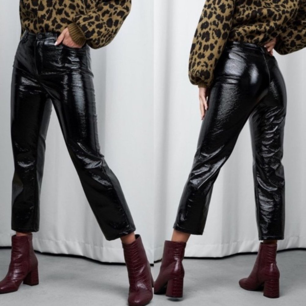 NWT XLE patent faux leather pants MEDIUM Cropped